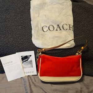 Coach Red and Cream Shoulder Bag